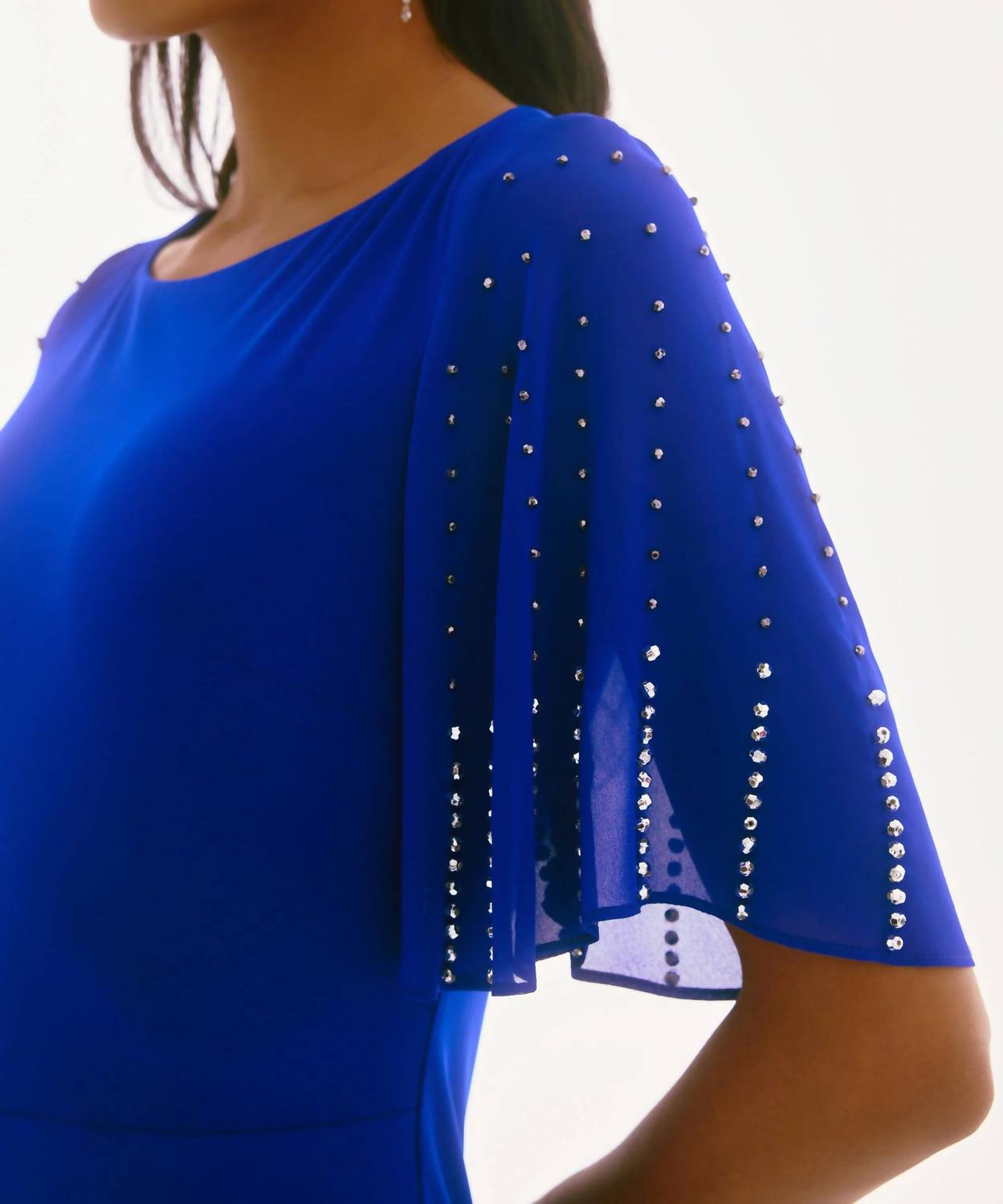 Joseph Ribkoff - Embellished Chiffon Sleeve Sheath Dress - blue - clothing - dresses