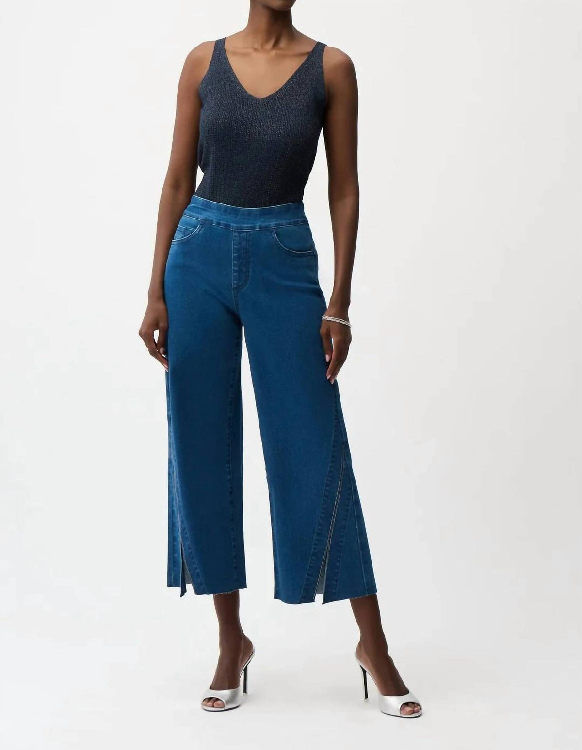Joseph Ribkoff - Embellished Side Slit Culotte Jeans