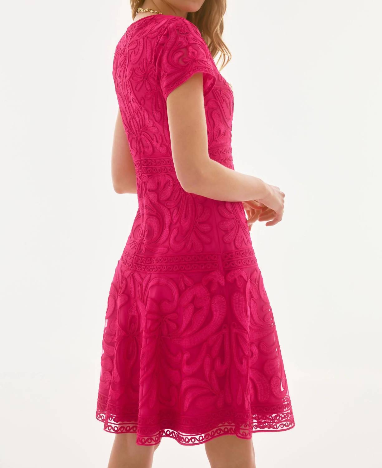 Joseph Ribkoff - Embroidered Mesh A - line Dress - clothing - dresses - midi