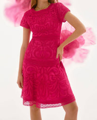 Joseph Ribkoff - Embroidered Mesh A - line Dress - clothing - dresses - midi