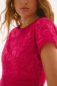 Joseph Ribkoff - Embroidered Mesh A - line Dress - clothing - dresses - midi