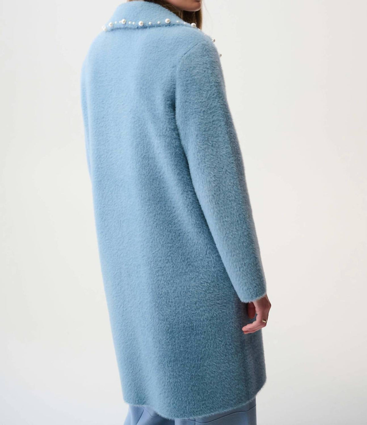 Joseph Ribkoff - Feather Yarn Sweater Coat With Pearl Tri
