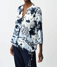 Joseph Ribkoff - Floral Drawstring Hem Tunic Top