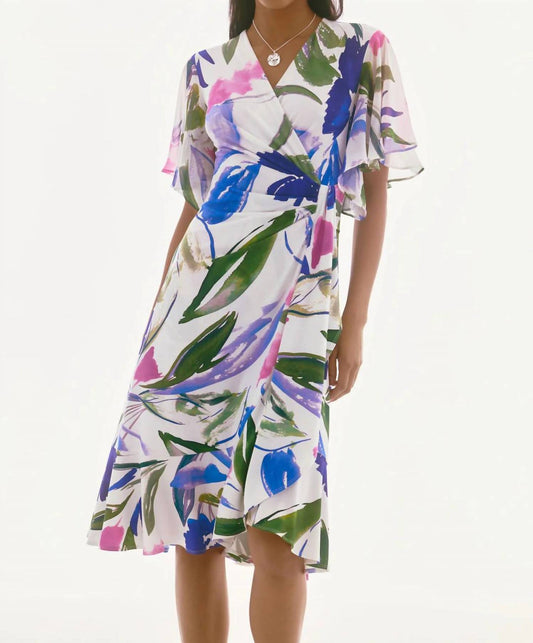 Joseph Ribkoff - Floral Print Belted Wrap Dress - clothing - dresses - floral