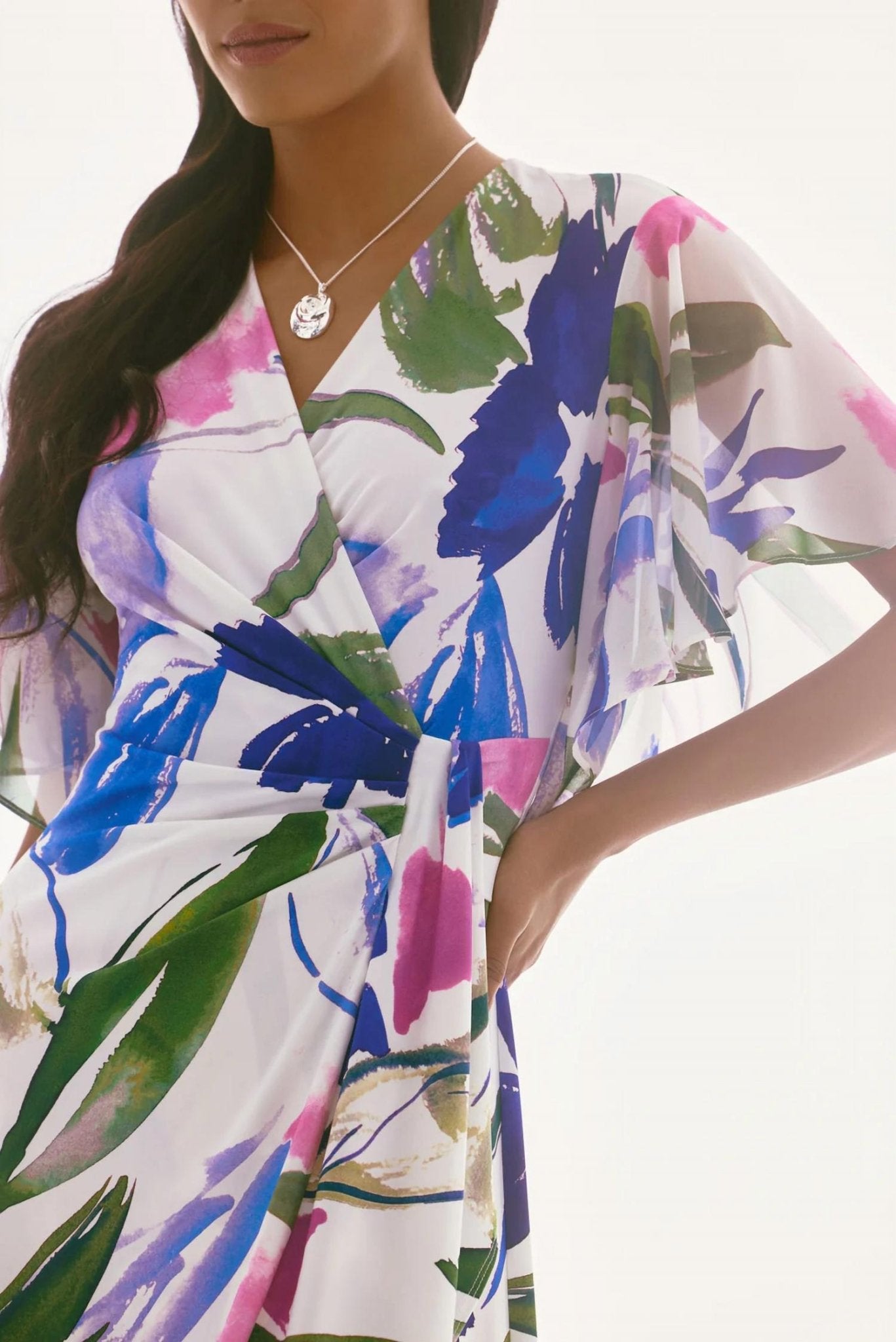 Joseph Ribkoff - Floral Print Belted Wrap Dress - clothing - dresses - floral