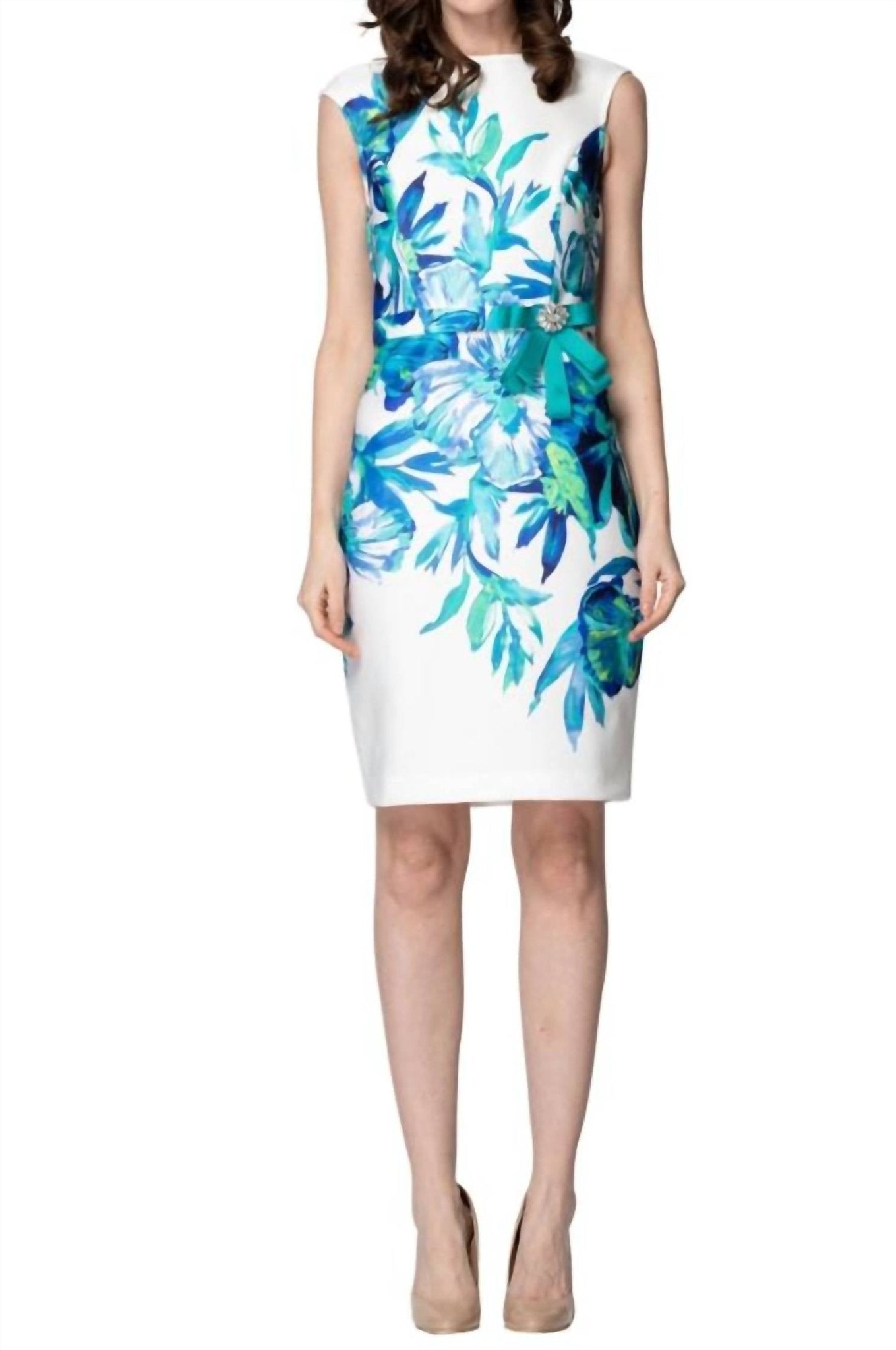 Joseph Ribkoff - Floral Print Dress - blue - clothing - dresses