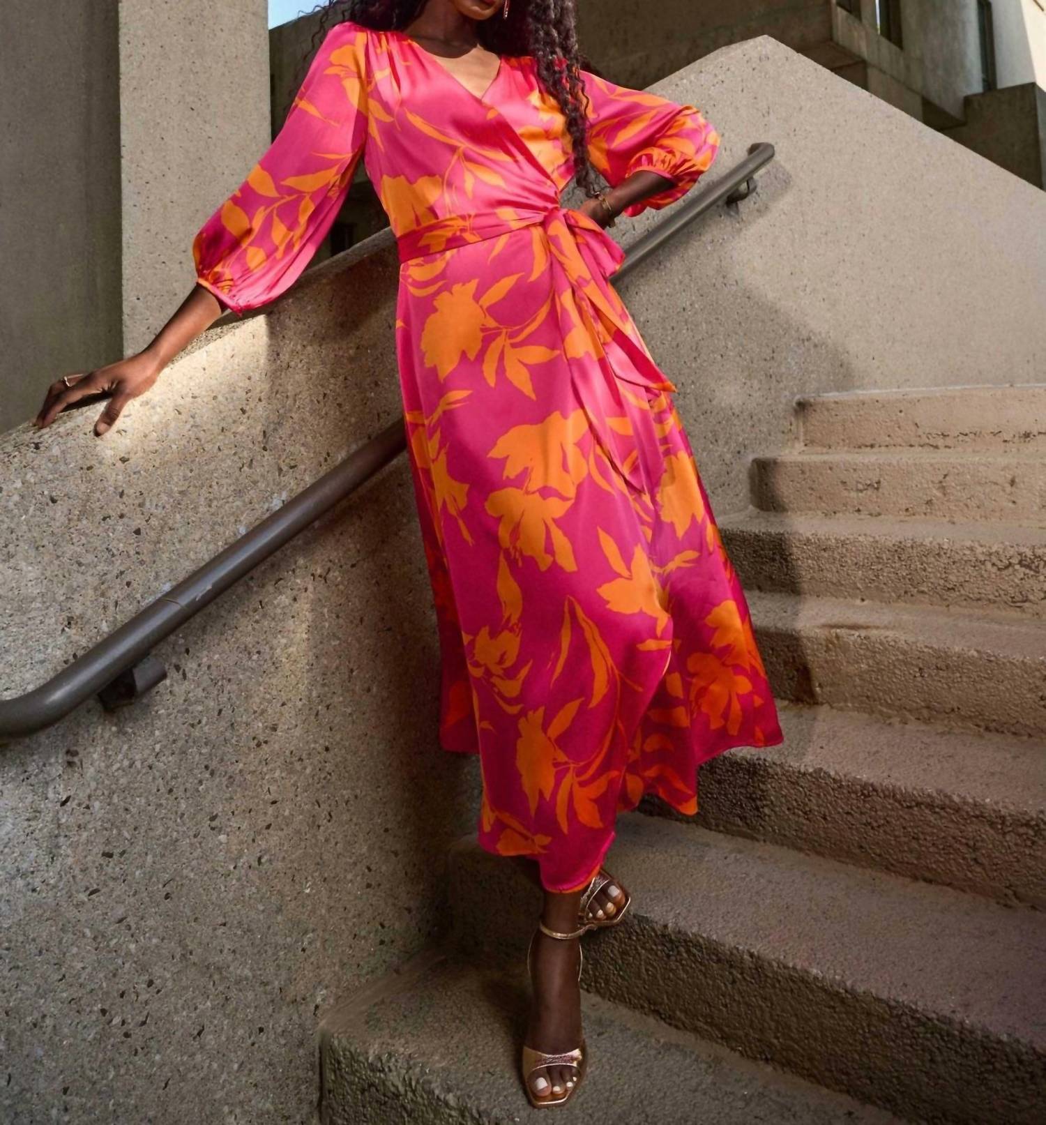 Joseph Ribkoff - Floral Wrap Midi Dress - clothing - dresses - midi