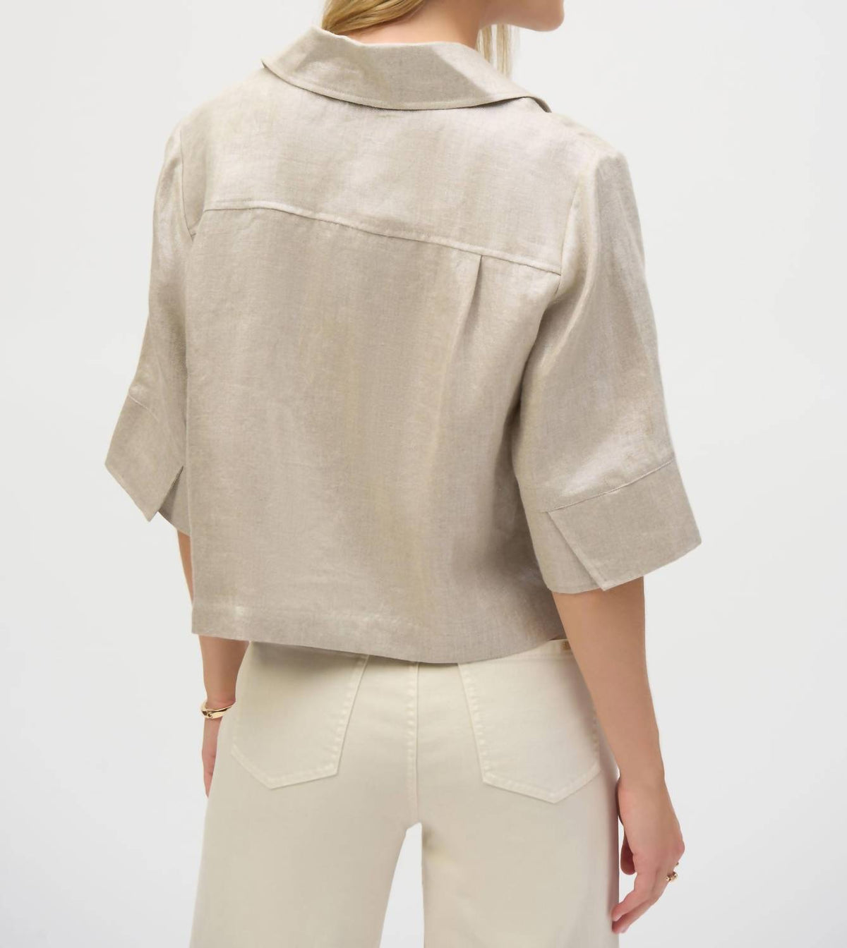 Joseph Ribkoff - Foiled Linen Blend Short Sleeve Boxy Jacket