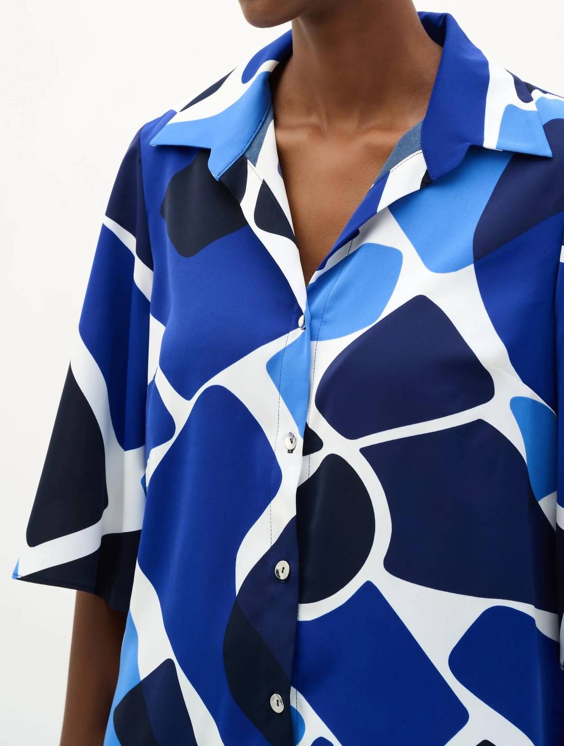 Joseph Ribkoff - Geometric Button Front Boxy Blouse
