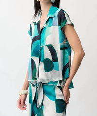 Joseph Ribkoff - Geometric Front Tie Boxy Top