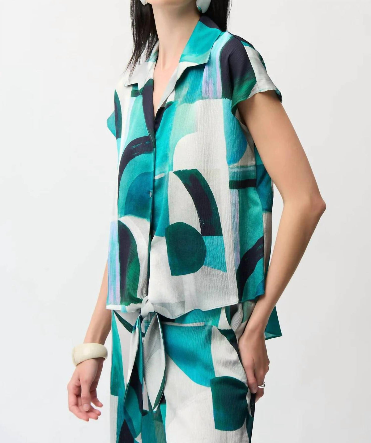 Joseph Ribkoff - Geometric Front Tie Boxy Top