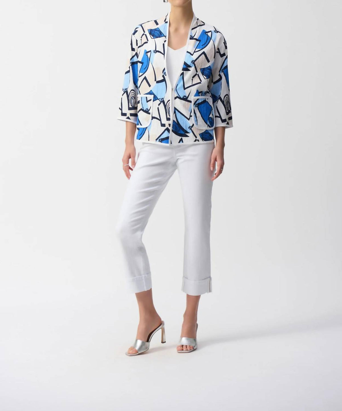 Joseph Ribkoff - Geometric Print Crinkled Jacket