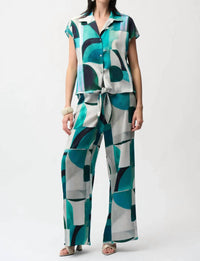 Joseph Ribkoff - Geometric Satin Wide Leg Pants