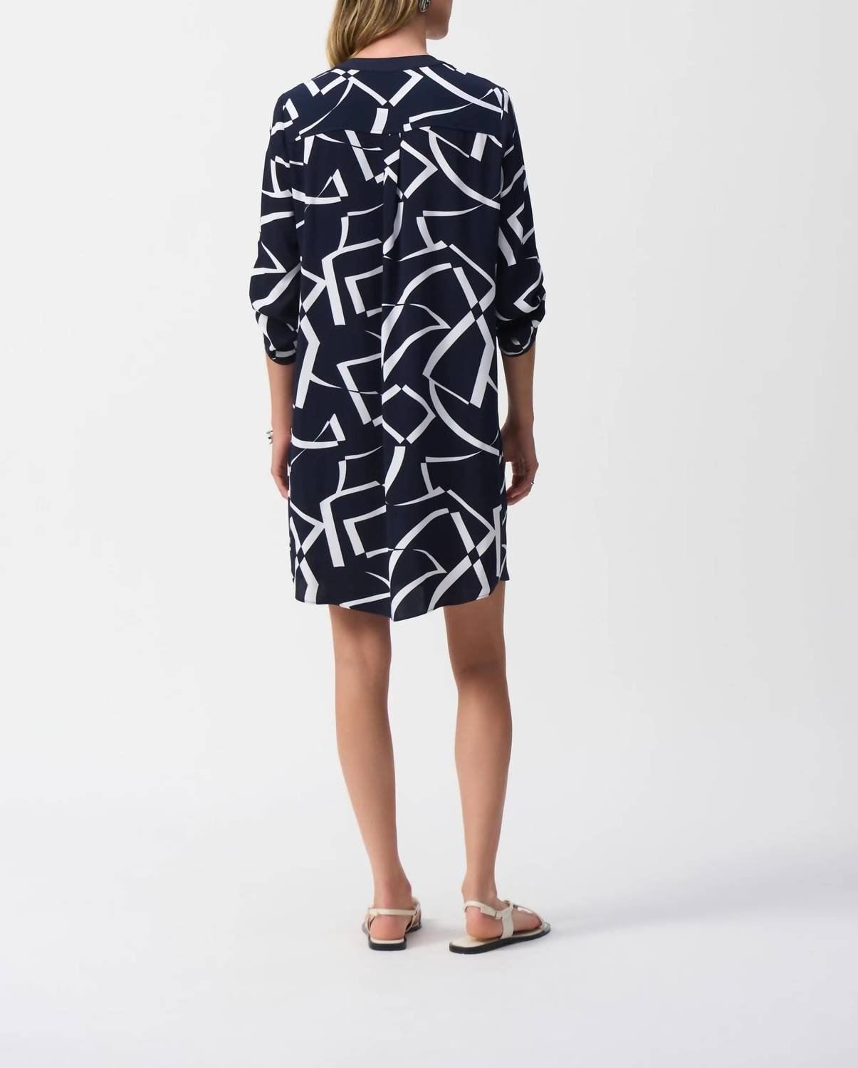 Joseph Ribkoff - Geometric Shift Dress - blue - clothing - dresses