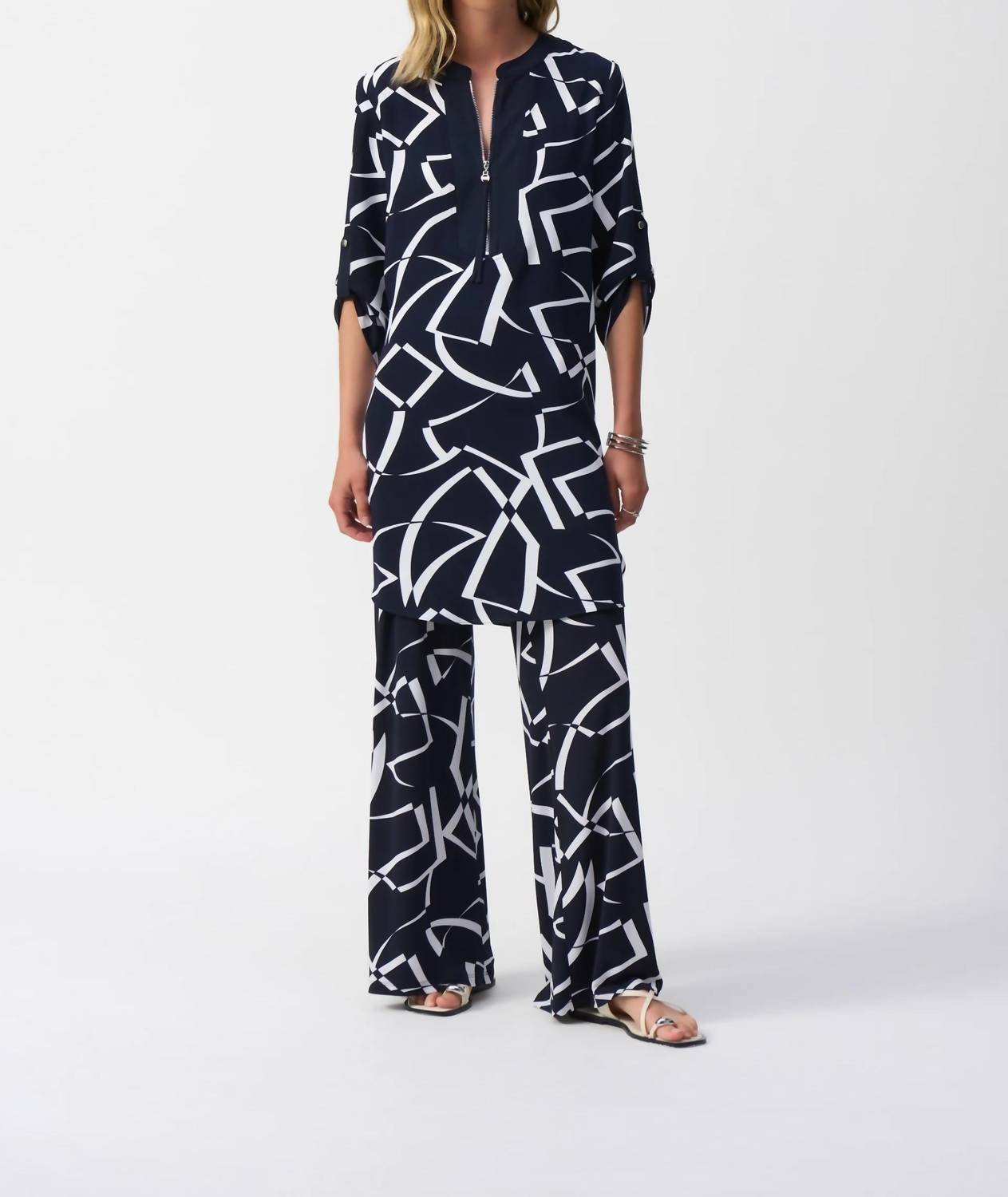 Joseph Ribkoff - Geometric Shift Dress - blue - clothing - dresses