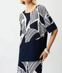 Joseph Ribkoff - Geometric Short Sleeve Asymmetric Top
