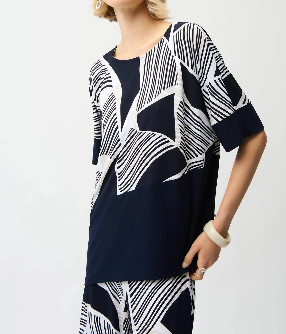 Joseph Ribkoff - Geometric Short Sleeve Asymmetric Top