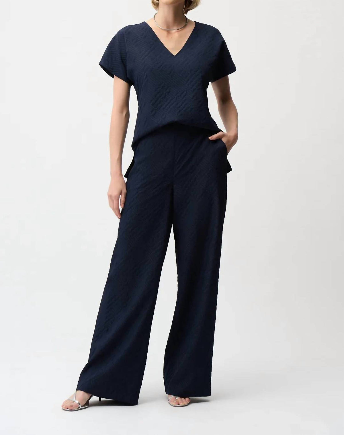 Joseph Ribkoff - Geometric Textured Pull-on Wide Leg Pants