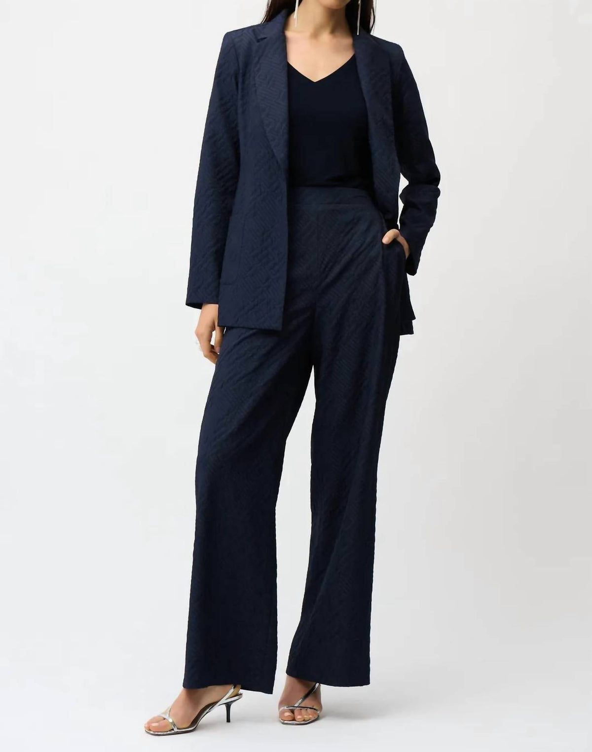 Joseph Ribkoff - Geometric Textured Pull-on Wide Leg Pants
