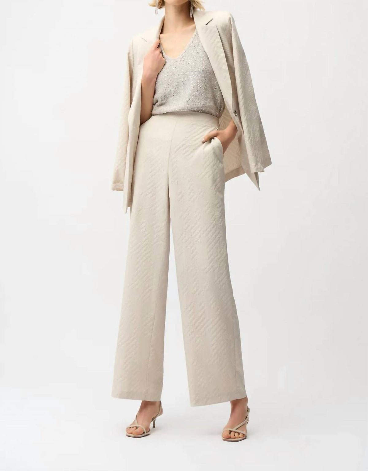 Joseph Ribkoff - Geometric Textured Pull-on Wide Leg Pants