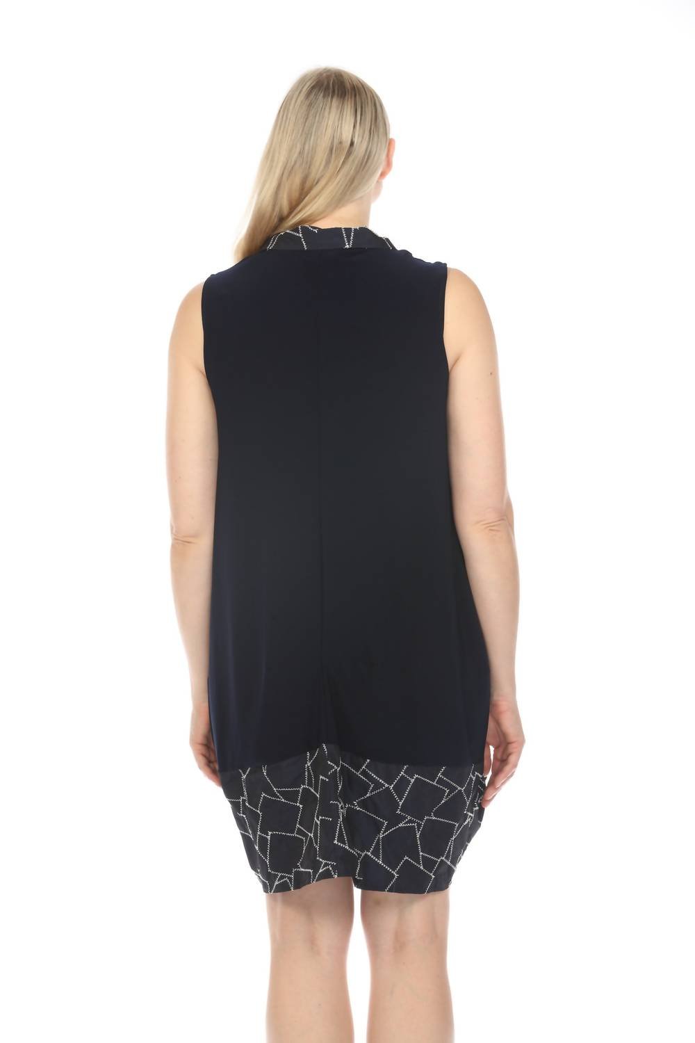 Joseph Ribkoff - Geometric Zip Front Sleeveless Shirt Dress - blue - clothing - dresses