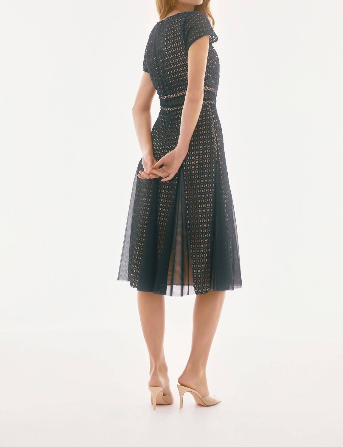 Joseph Ribkoff - Guipure Lace Midi Fit And Flare Dress - blue - clothing - dresses