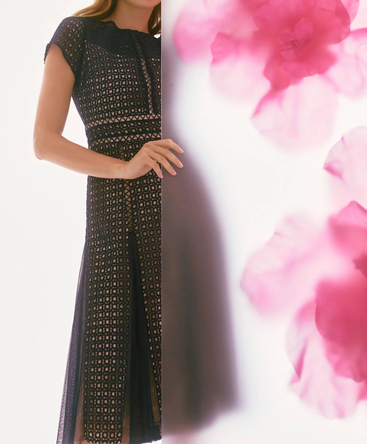 Joseph Ribkoff - Guipure Lace Midi Fit And Flare Dress - blue - clothing - dresses