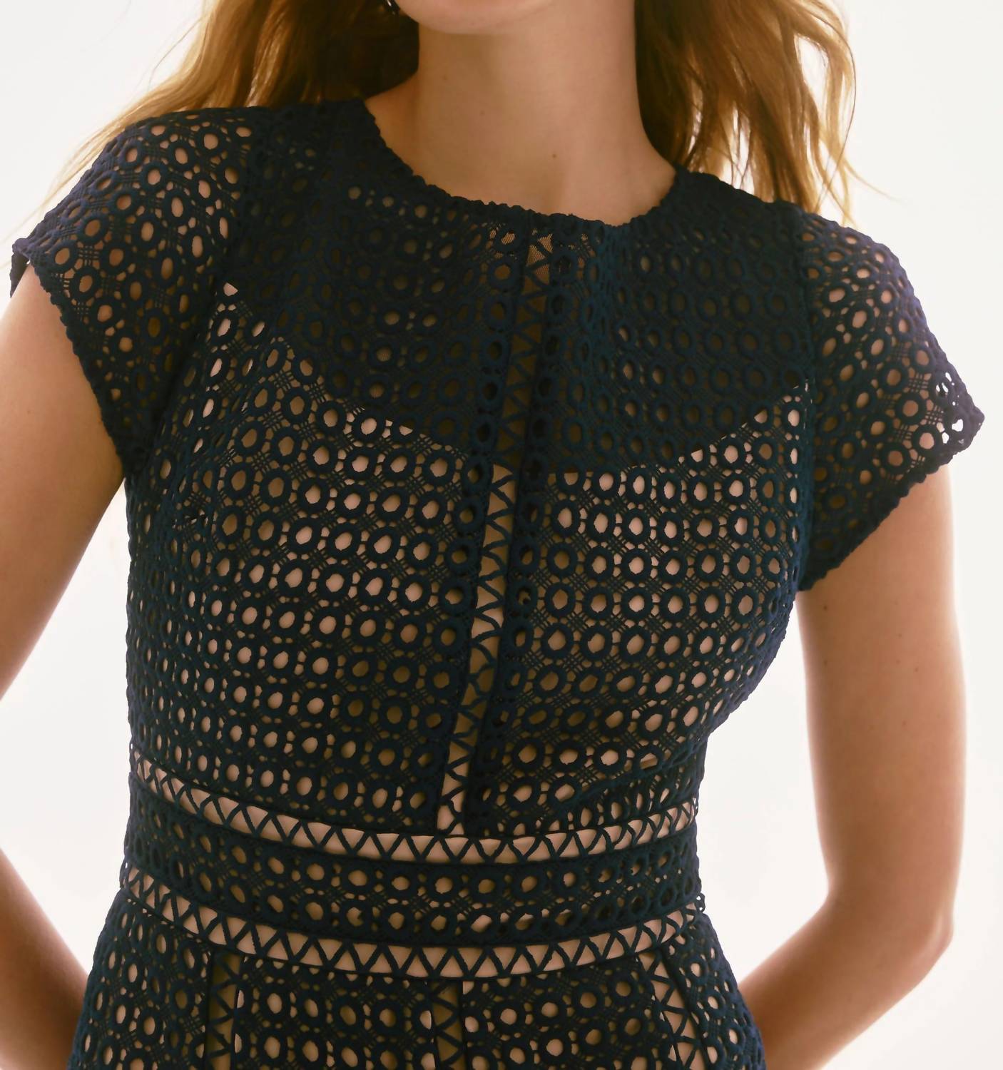 Joseph Ribkoff - Guipure Lace Midi Fit And Flare Dress - blue - clothing - dresses