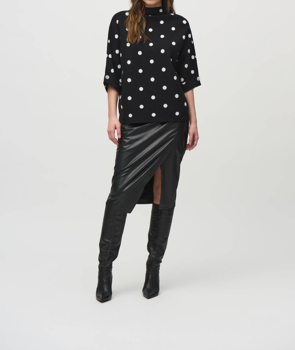 Joseph Ribkoff - Jacquard Sweater Dot Print Top
