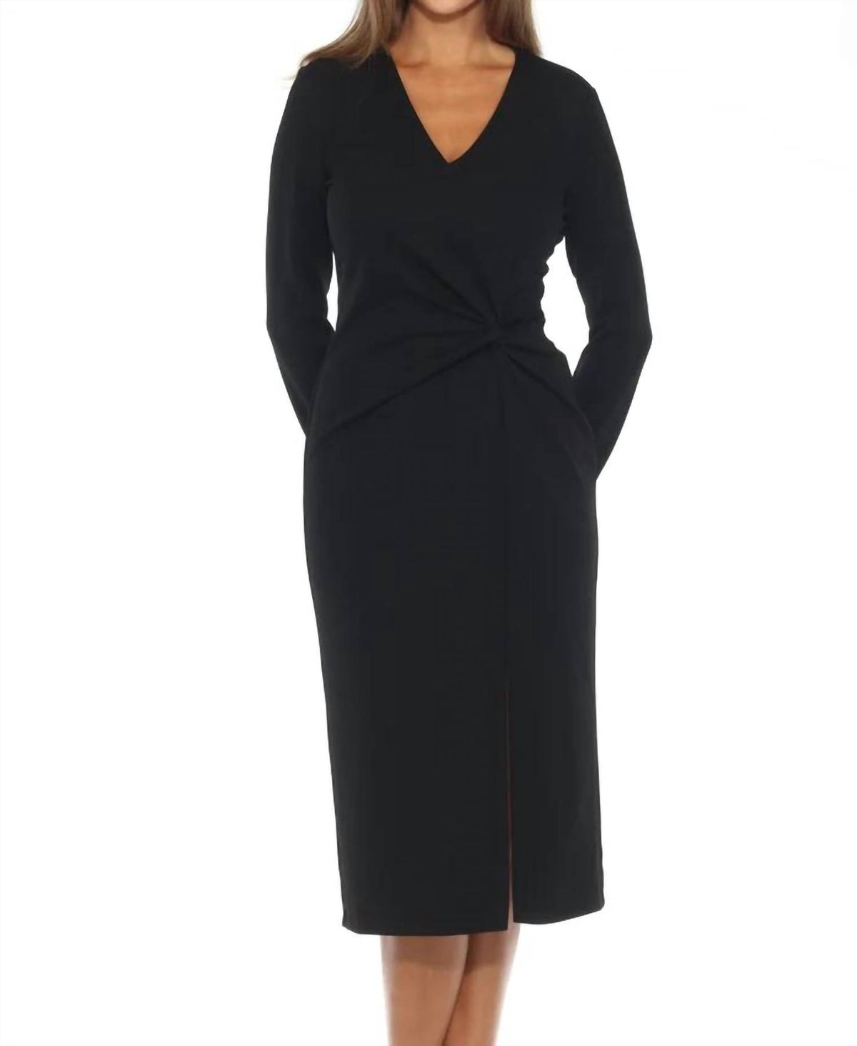 Joseph Ribkoff - Knot Front Slit Midi Sheath Dress