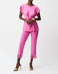 Joseph Ribkoff - Lace Hem Pull-on Cropped Pants