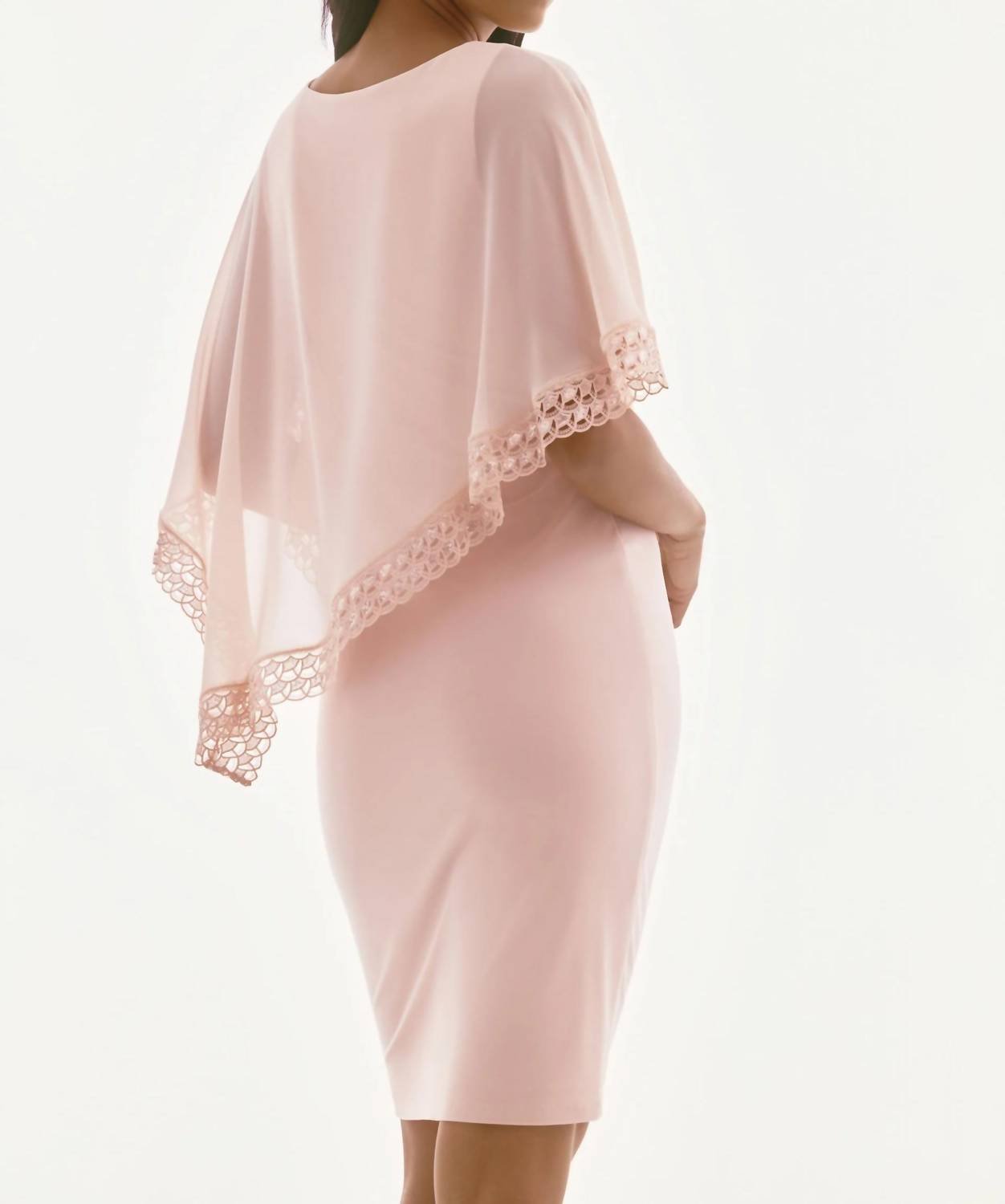 Joseph Ribkoff - Lace Trim Chiffon Overlay Sheath Dress - clothing - dresses - midi