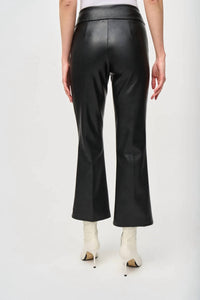Joseph Ribkoff - Leather Kick Flare Pant - black - boot - cut - clothing
