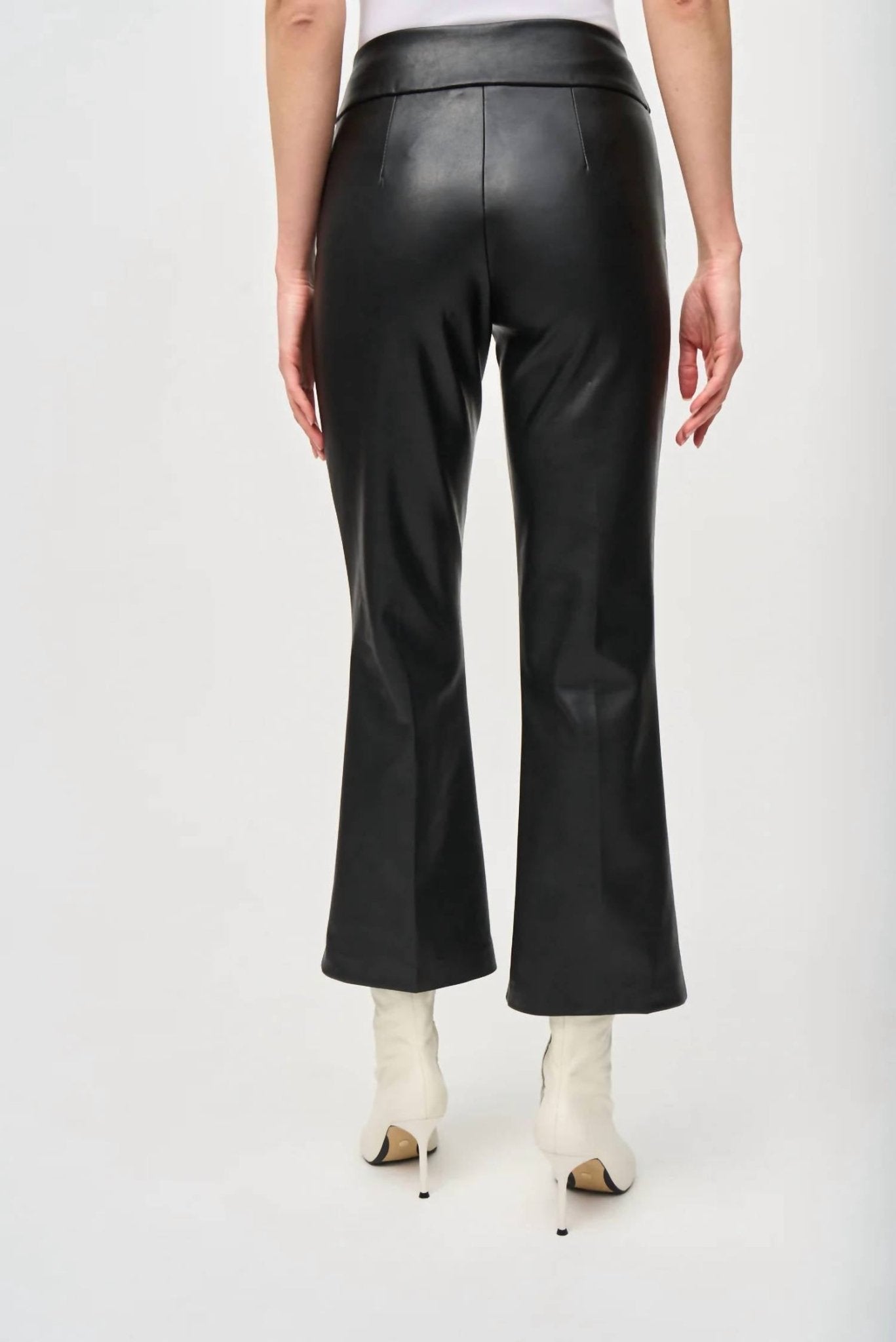 Joseph Ribkoff - Leather Kick Flare Pant - black - boot - cut - clothing