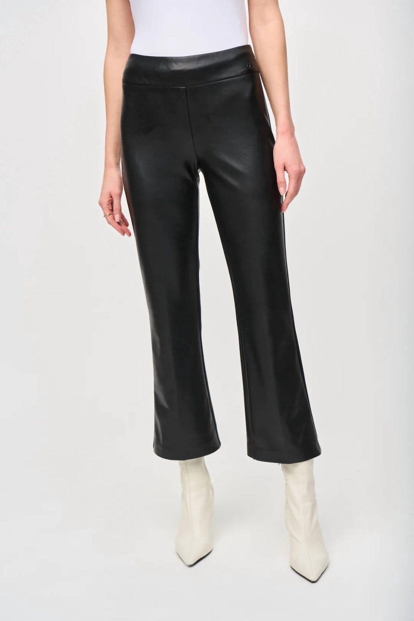 Joseph Ribkoff - Leather Kick Flare Pant - black - boot - cut - clothing