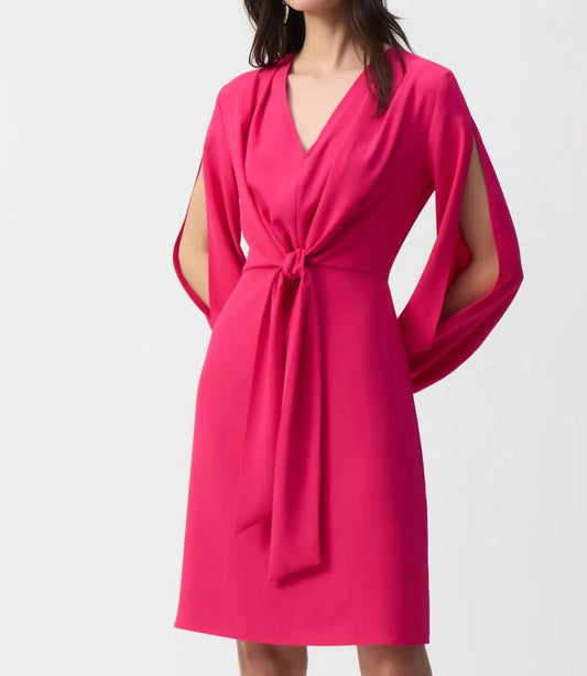 Joseph Ribkoff - Long Puff Sleeves V - neck Midi Dress - clothing - dresses - midi