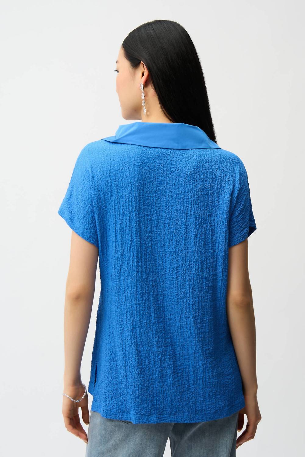 Joseph Ribkoff - Memory Collar Zip Front Short Sleeve Boxy Top
