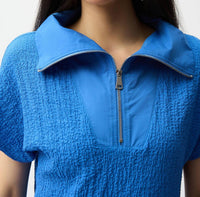 Joseph Ribkoff - Memory Collar Zip Front Short Sleeve Boxy Top