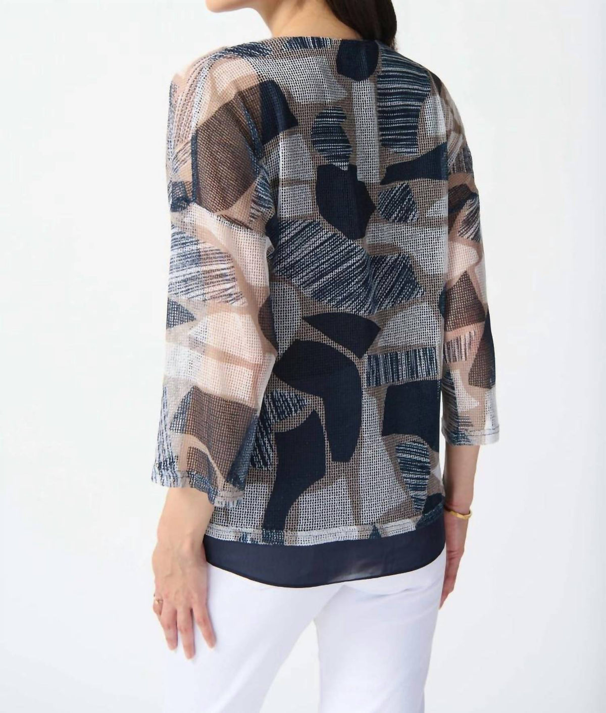 Joseph Ribkoff - Mesh Abstract Print Layered Top