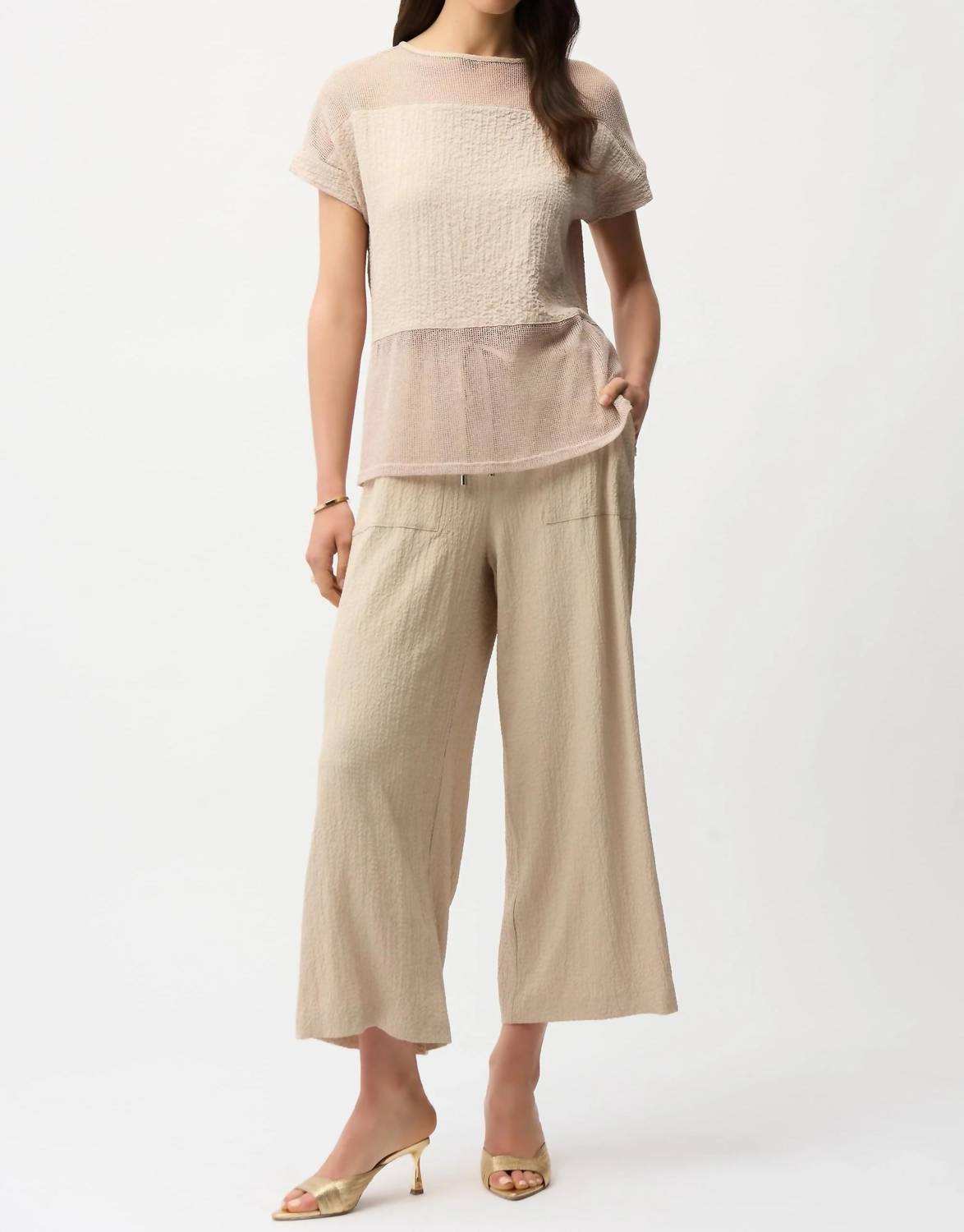 Joseph Ribkoff - Mesh Insert Short Sleeve Top