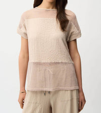 Joseph Ribkoff - Mesh Insert Short Sleeve Top