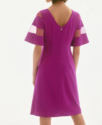 Joseph Ribkoff - Mesh Sleeve Insert A - line Dress - clothing - dresses - midi