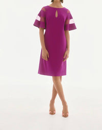 Joseph Ribkoff - Mesh Sleeve Insert A - line Dress - clothing - dresses - midi
