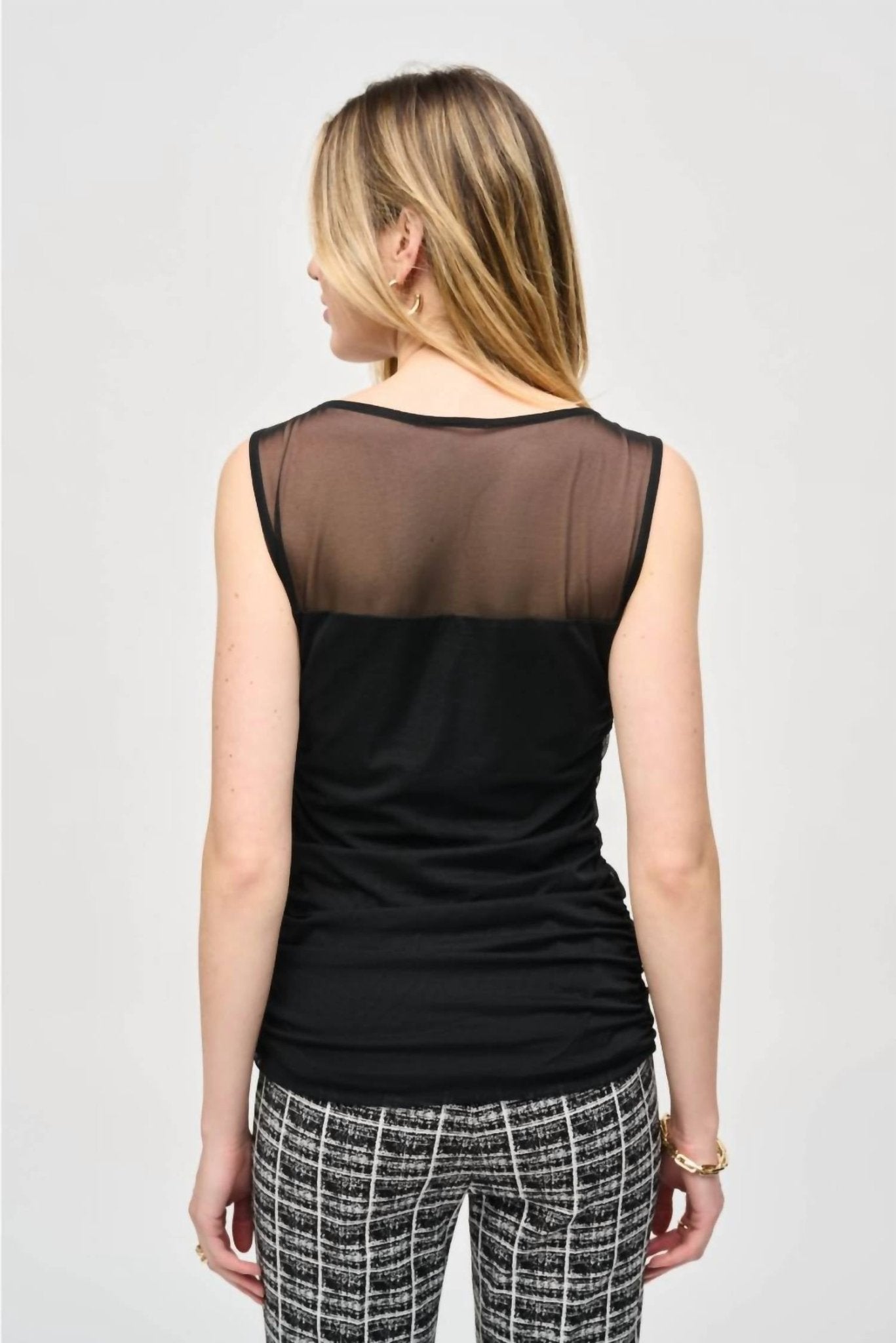 Joseph Ribkoff - Mesh Sleeveless Top - black - blouses - clothing