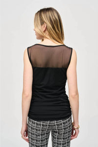 Joseph Ribkoff - Mesh Sleeveless Top - black - blouses - clothing
