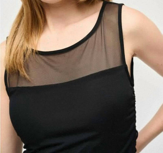 Joseph Ribkoff - Mesh Sleeveless Top - black - blouses - clothing