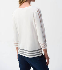 Joseph Ribkoff - Mesh Stripe Detail Top