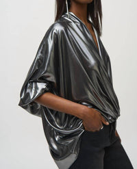 Joseph Ribkoff - Metallic Foiled Chiffon Blouson Top