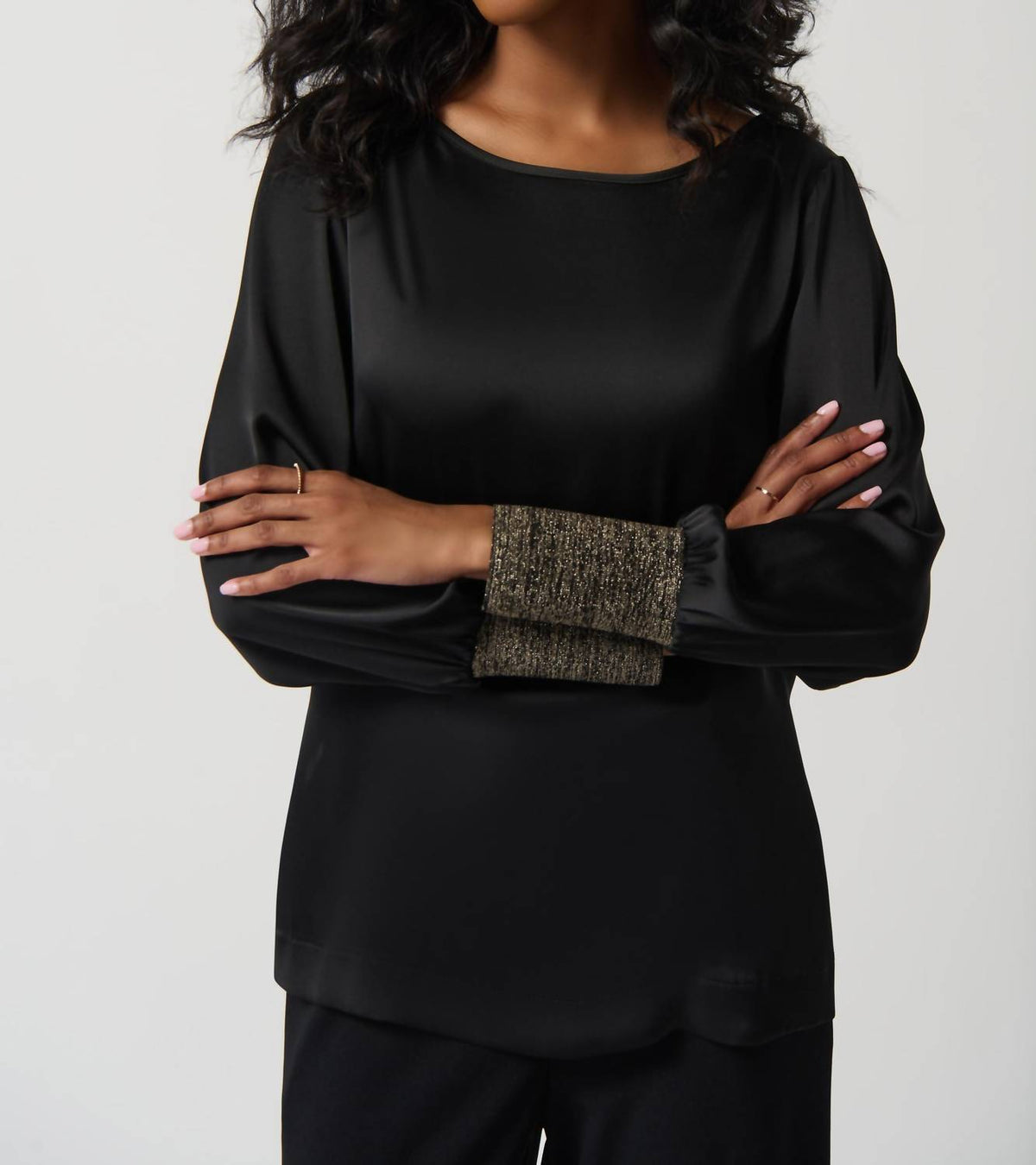 Joseph Ribkoff - Metallic Knit Cuffed Top