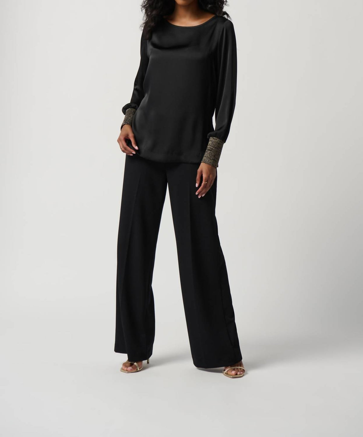 Joseph Ribkoff - Metallic Knit Cuffed Top